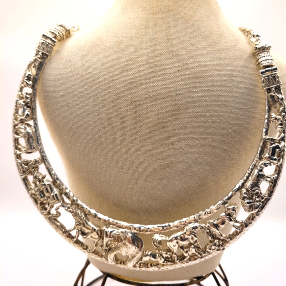 1928 Jewelry Elephant & Animal Collar Necklace